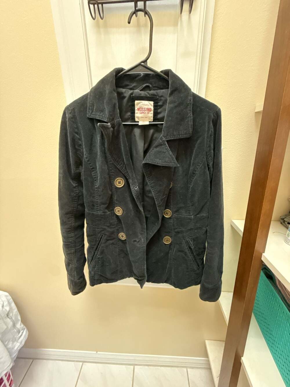 Mossimo Supply Co. Women's Black Corduroy Pea Coat Jacket Size S